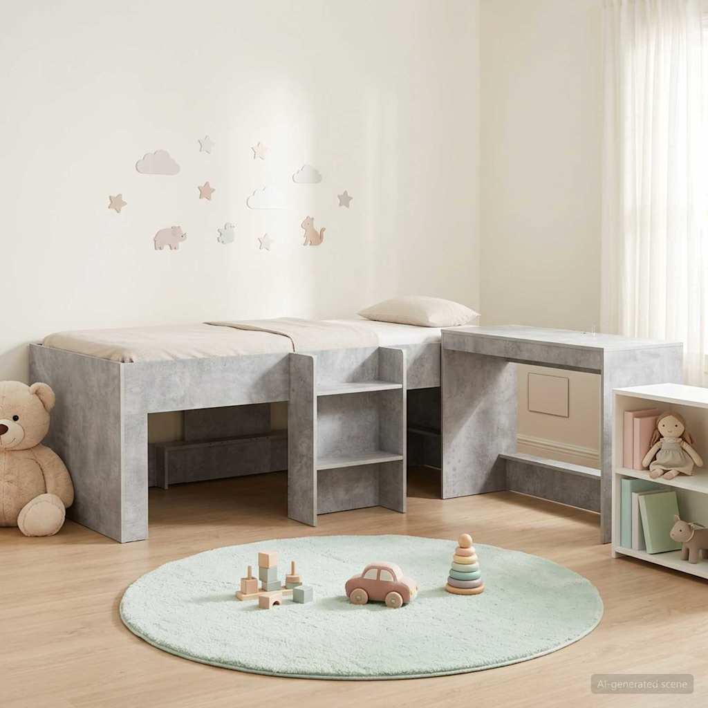 vidaXL Bedframe met Bureau Wit 90 x 200 cm Bewerkt hout