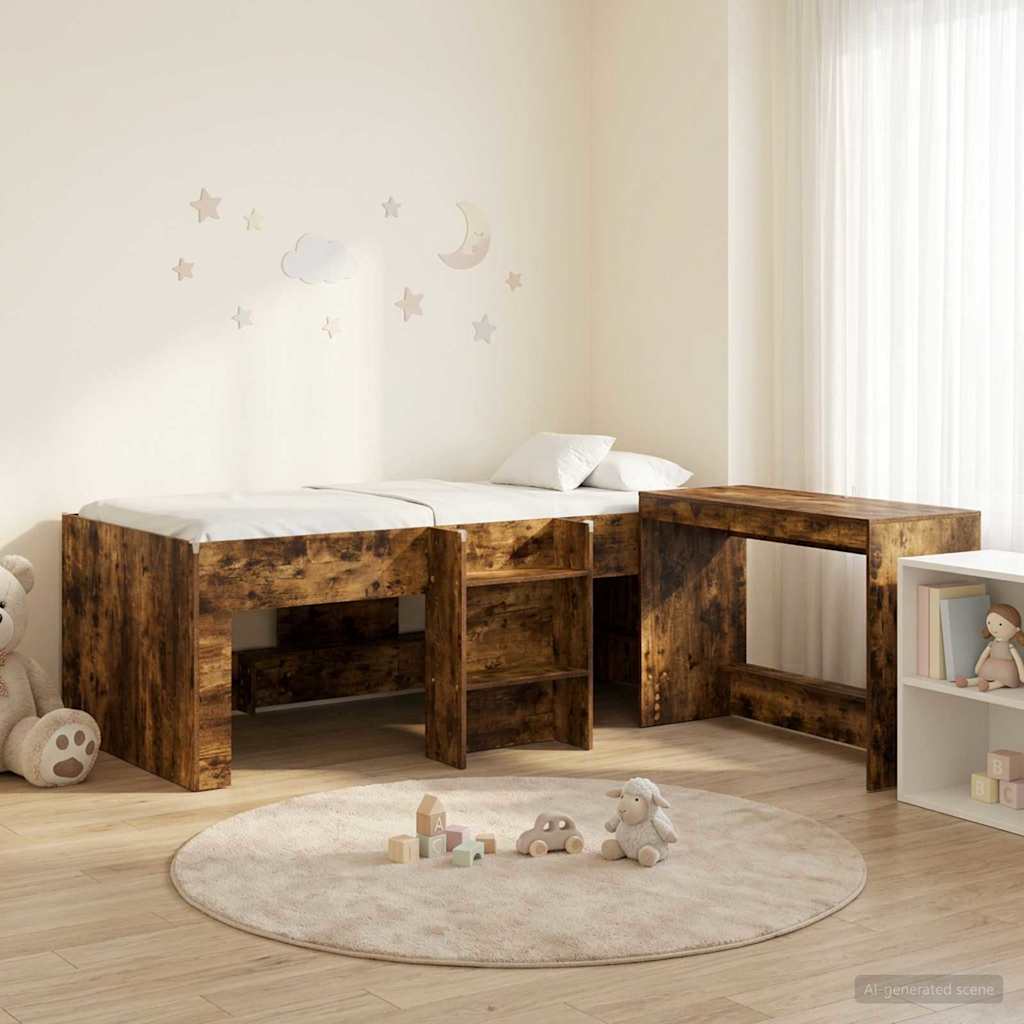 vidaXL Bedframe met Bureau Wit 90 x 200 cm Bewerkt hout