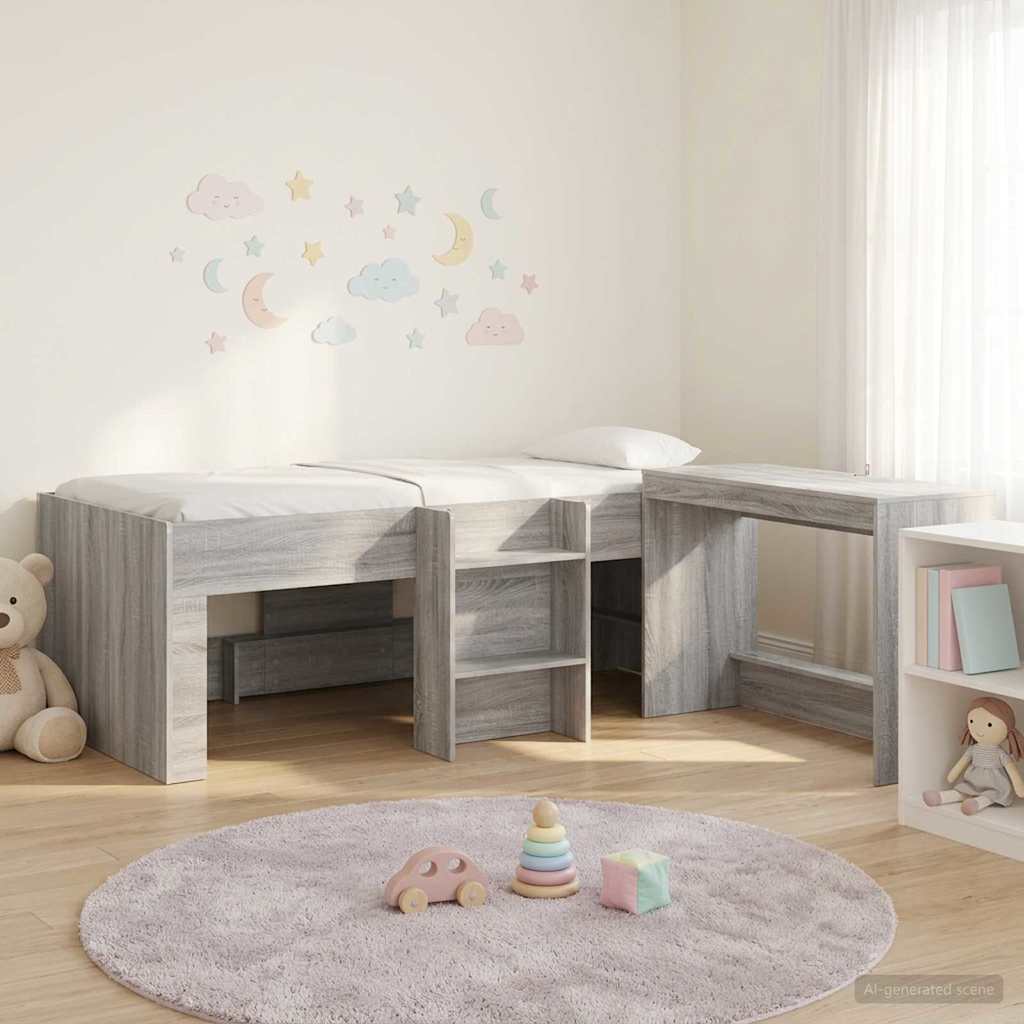 vidaXL Bedframe met Bureau Wit 90 x 200 cm Bewerkt hout