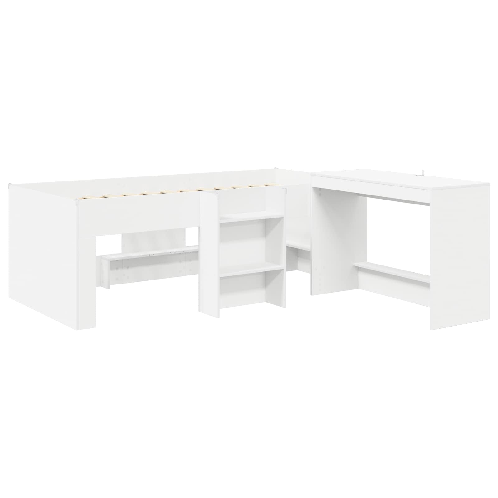 vidaXL Hoge Bed Frame met Bureau voor Kinderen Wit 98.5 x 200 cm