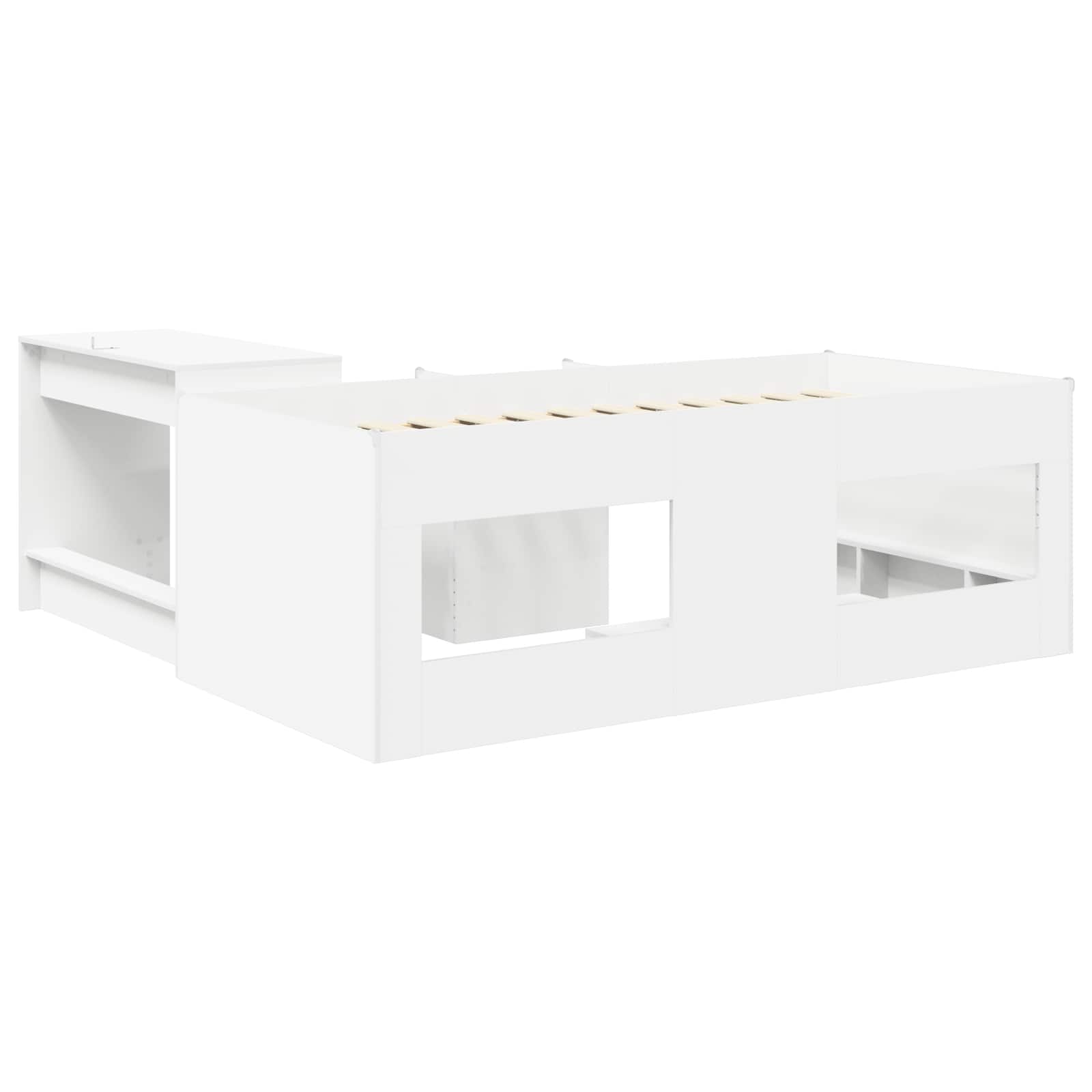 vidaXL Hoge Bed Frame met Bureau voor Kinderen Wit 98.5 x 200 cm