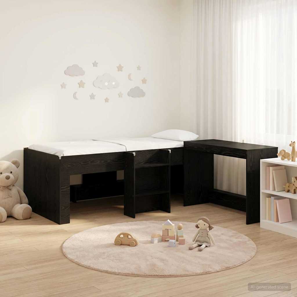 vidaXL Hoge Bed Frame met Bureau voor Kinderen Wit 98.5 x 200 cm