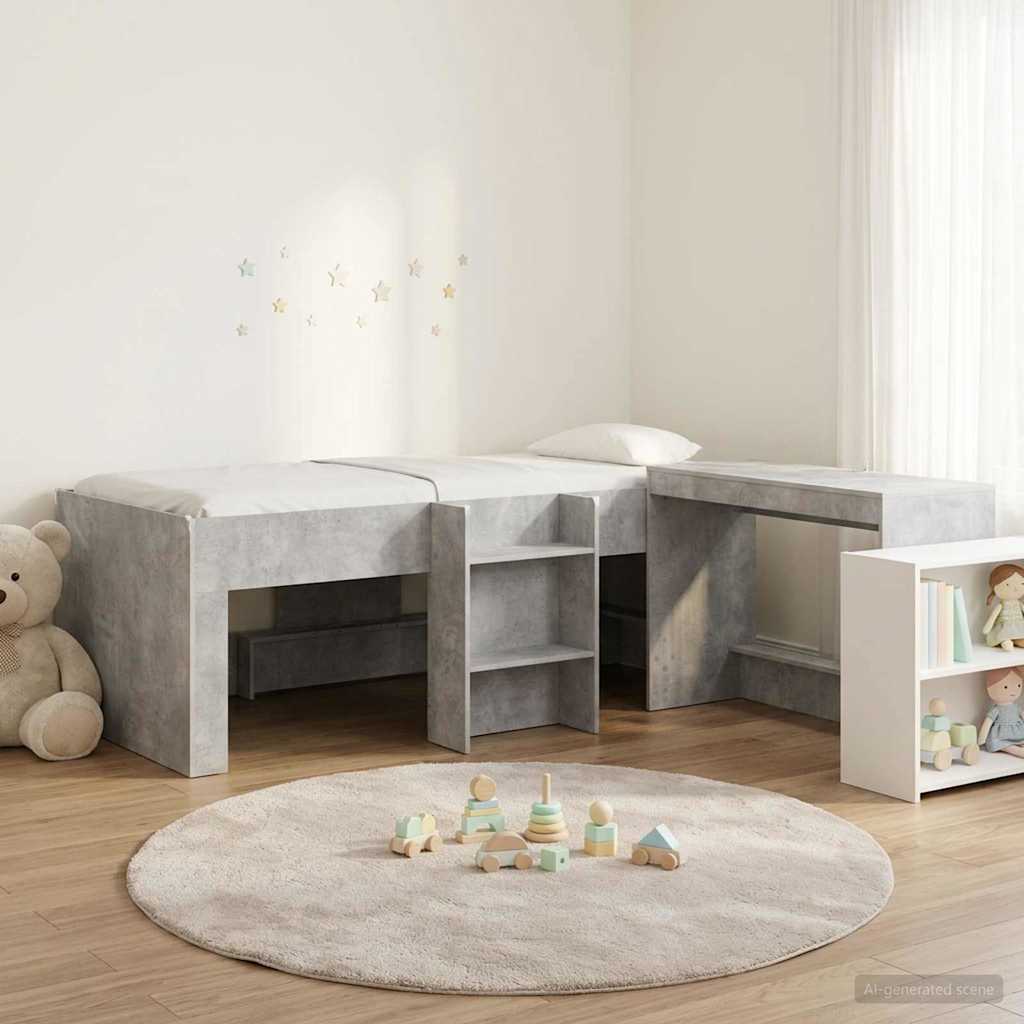 vidaXL Hoge Bed Frame met Bureau voor Kinderen Wit 98.5 x 200 cm
