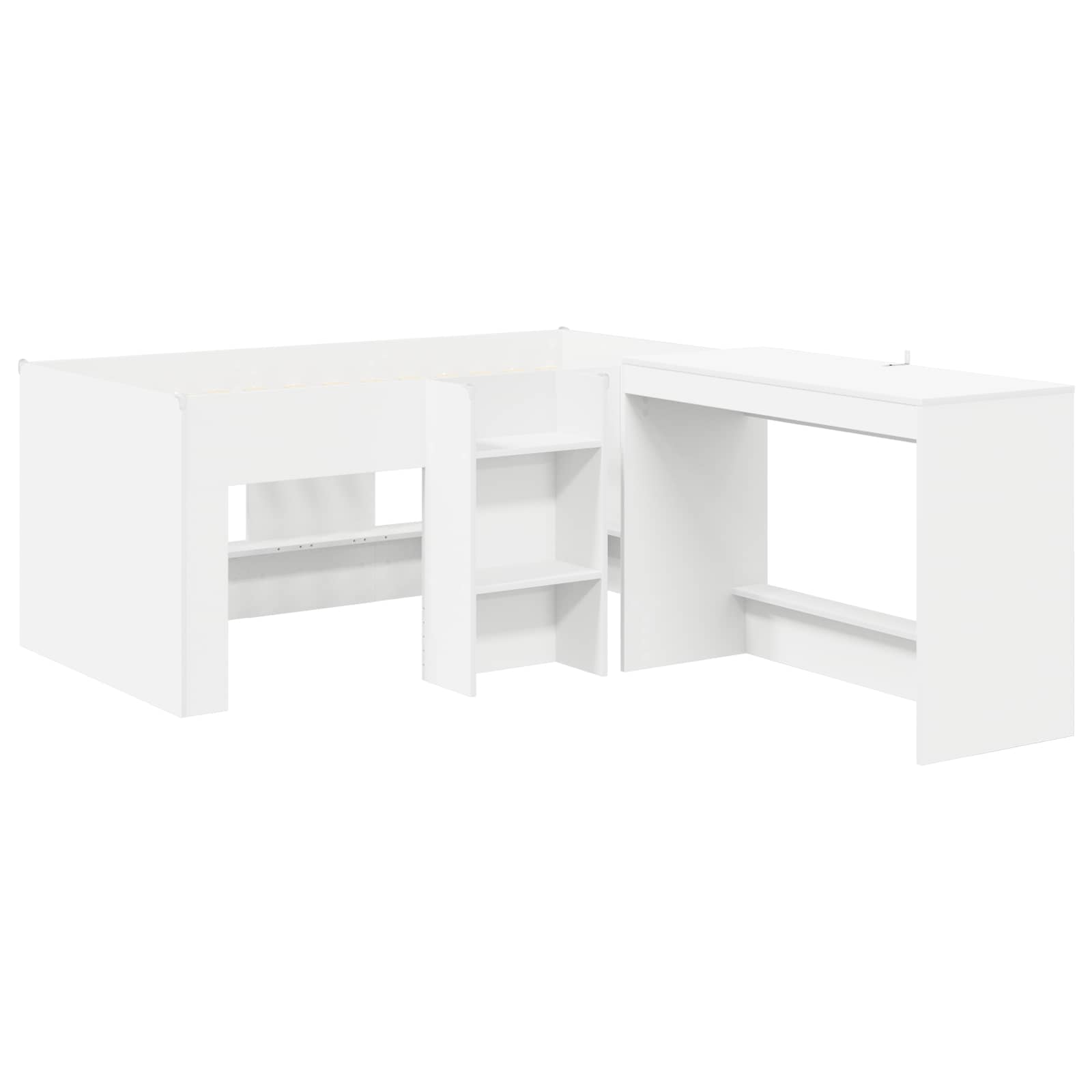 vidaXL Hoge Bed Frame met Bureau voor Kinderen Wit 80 x 160 cm