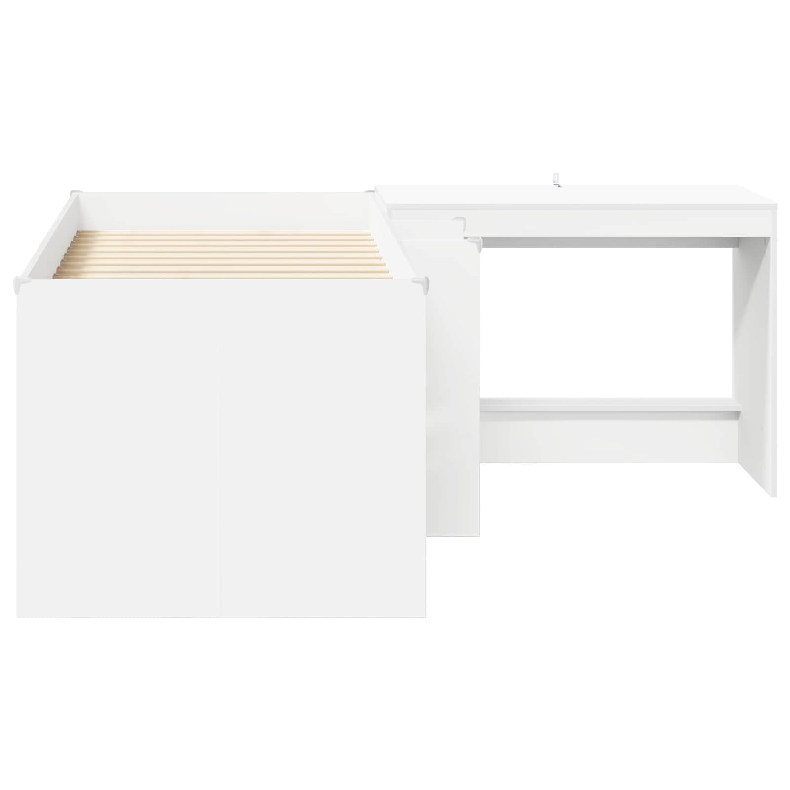 vidaXL Hoge Bed Frame met Bureau voor Kinderen Wit 80 x 160 cm