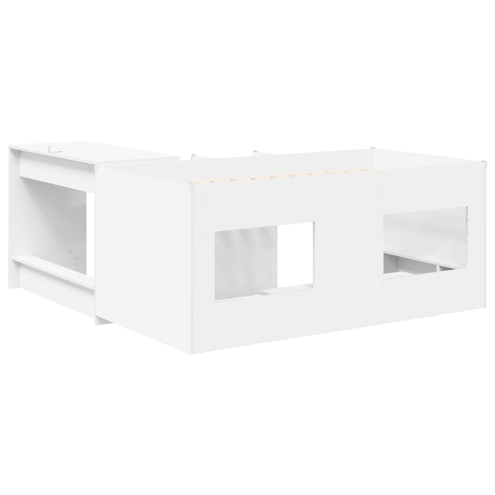 vidaXL Hoge Bed Frame met Bureau voor Kinderen Wit 80 x 160 cm