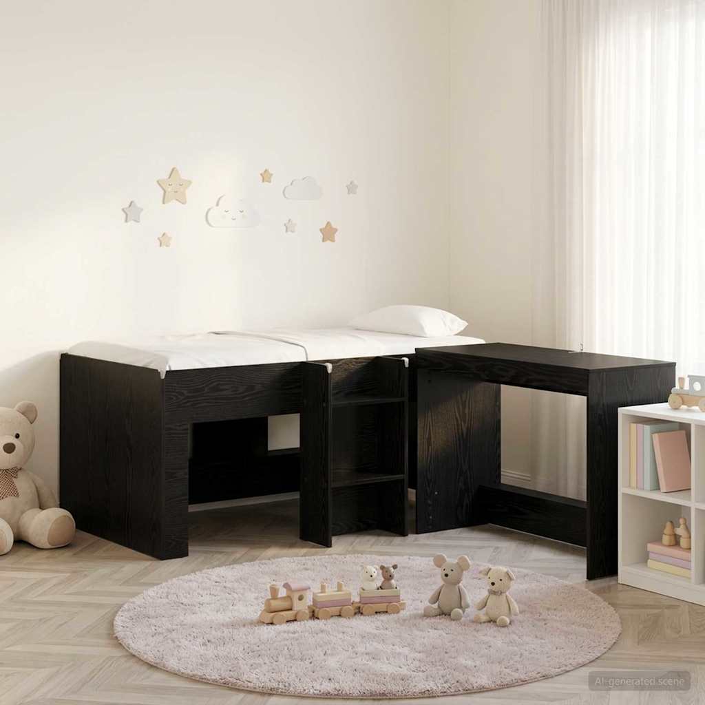 vidaXL Hoge Bed Frame met Bureau voor Kinderen Wit 80 x 160 cm