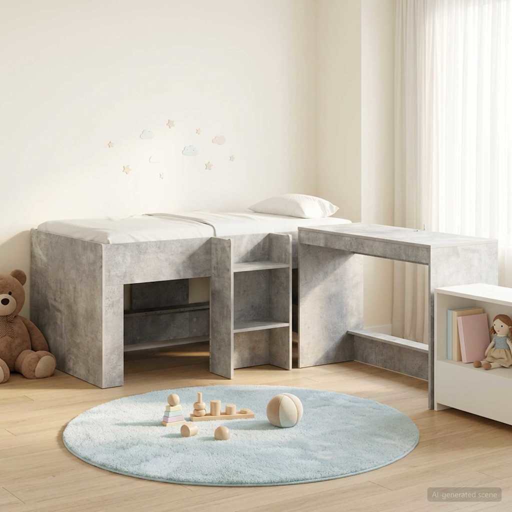 vidaXL Hoge Bed Frame met Bureau voor Kinderen Wit 80 x 160 cm