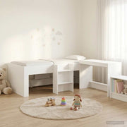vidaXL Hoge Bed Frame met Bureau voor Kinderen Wit 90 x 190 cm