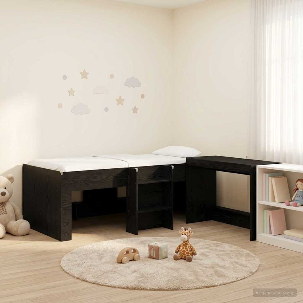 vidaXL Hoge Bed Frame met Bureau voor Kinderen Wit 90 x 190 cm