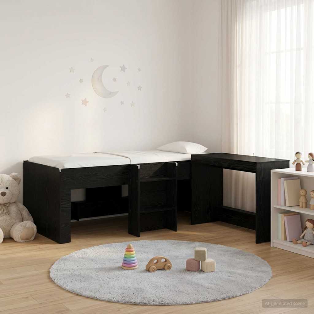 vidaXL Hoge Bed Frame met Bureau voor Kinderen Wit 75 x 190 cm