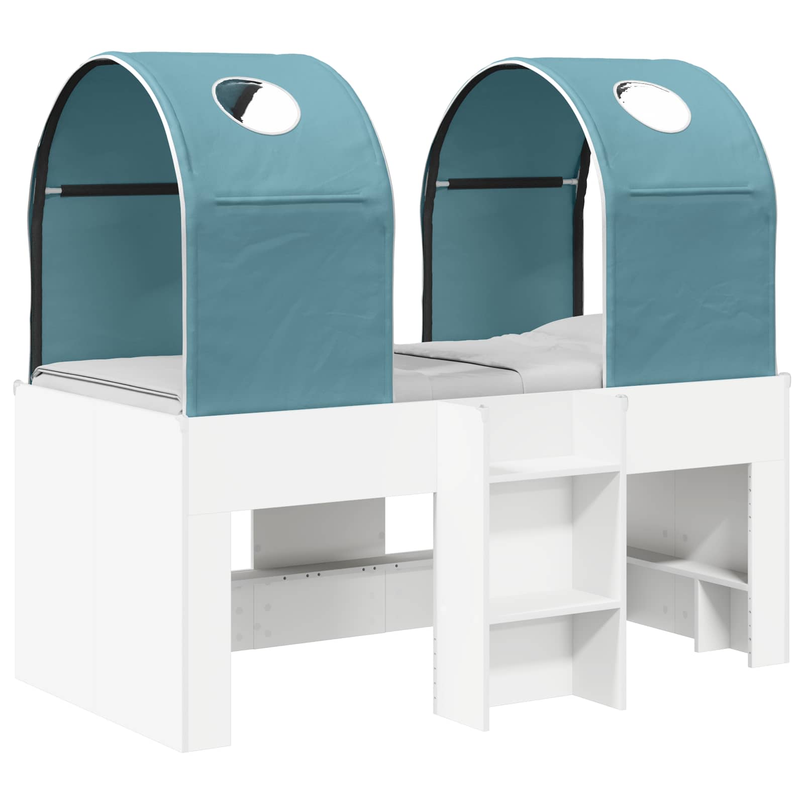 vidaXL Bed met Tunnel 4 pcs Wit en Lichtblauw Bewerkt hout