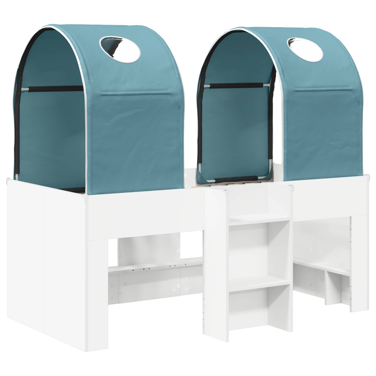 vidaXL Bed met Tunnel 4 pcs Wit en Lichtblauw Bewerkt hout