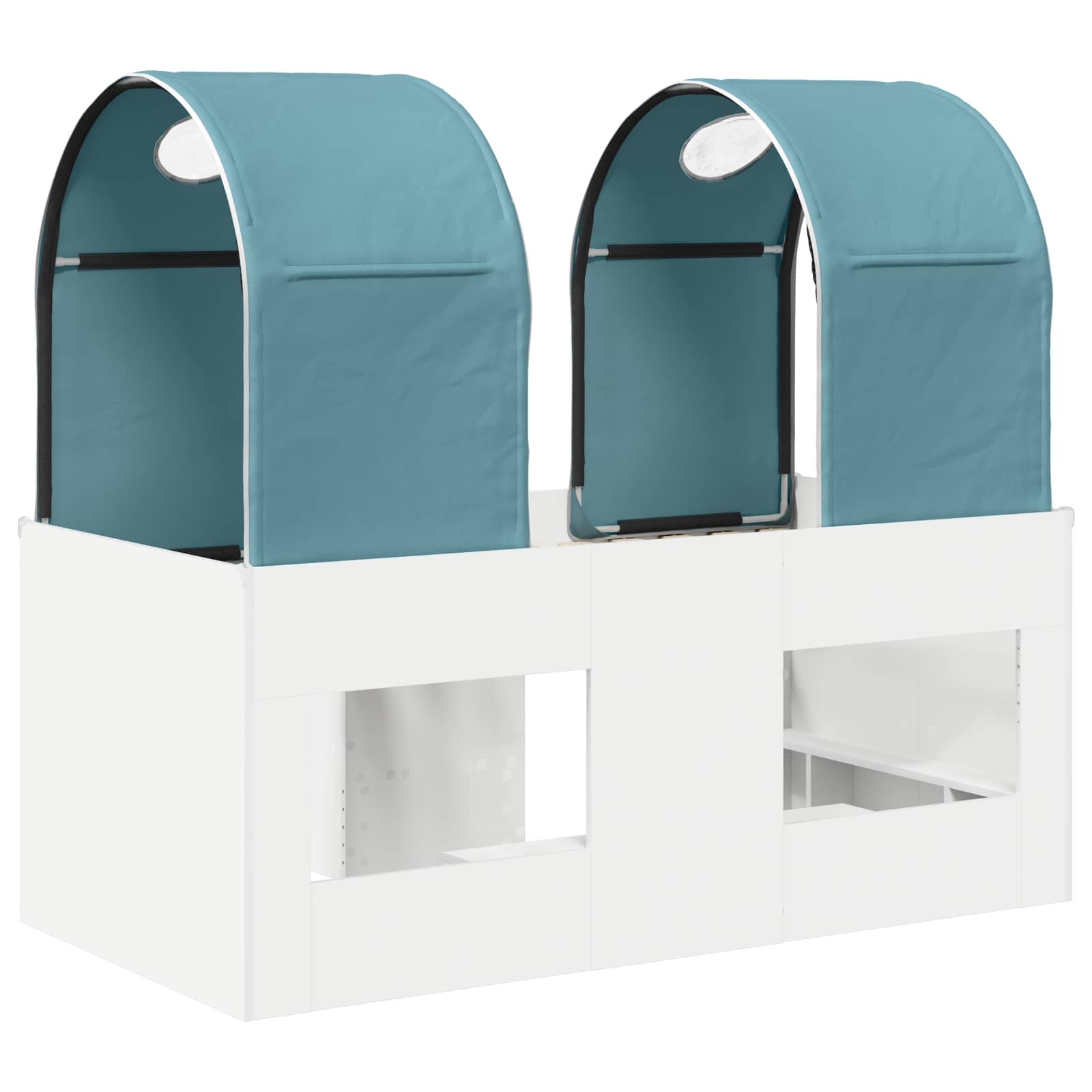 vidaXL Bed met Tunnel 4 pcs Wit en Lichtblauw Bewerkt hout
