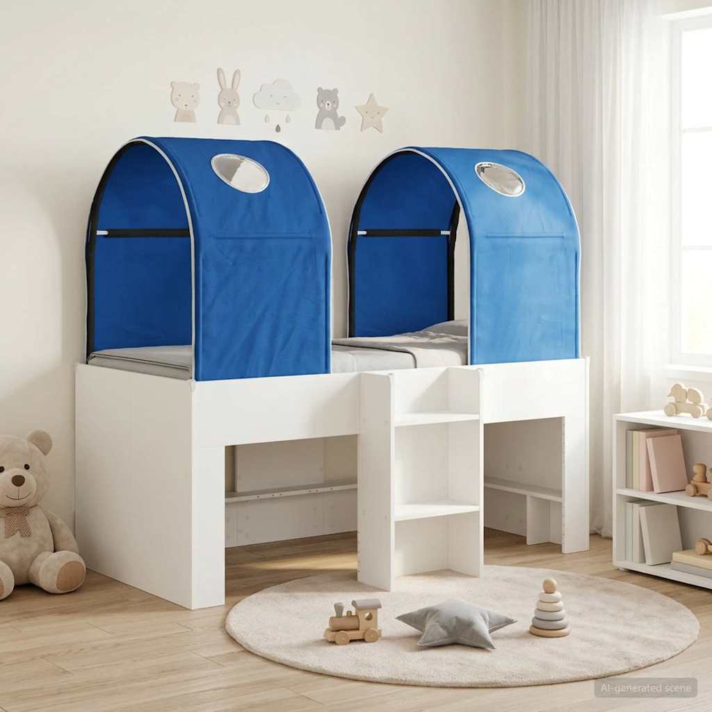 vidaXL Bed met Tunnel 4 pcs Wit en Lichtblauw Bewerkt hout