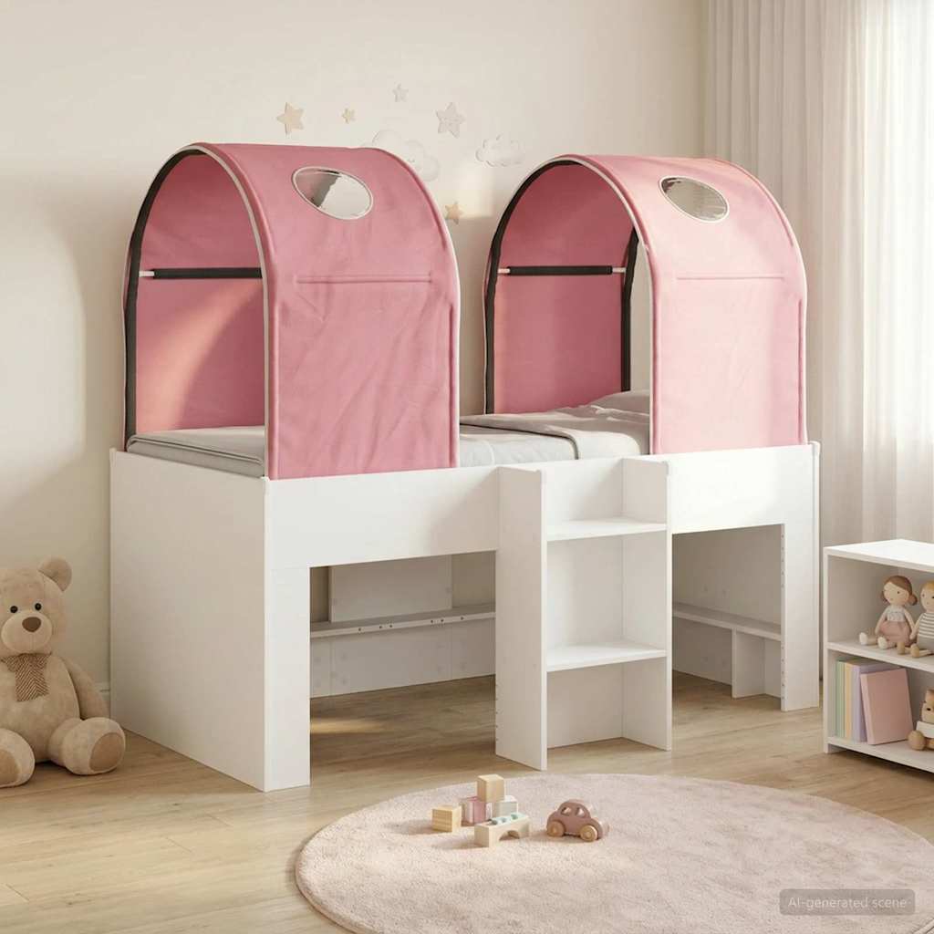 vidaXL Bed met Tunnel 4 pcs Wit en Lichtblauw Bewerkt hout