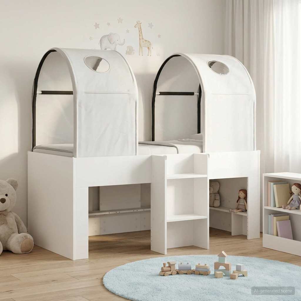 vidaXL Bed met Tunnel 4 pcs Wit en Lichtblauw Bewerkt hout
