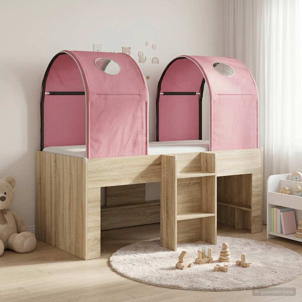 vidaXL Bed met Tunnel 4 pcs Wit en Lichtblauw Bewerkt hout