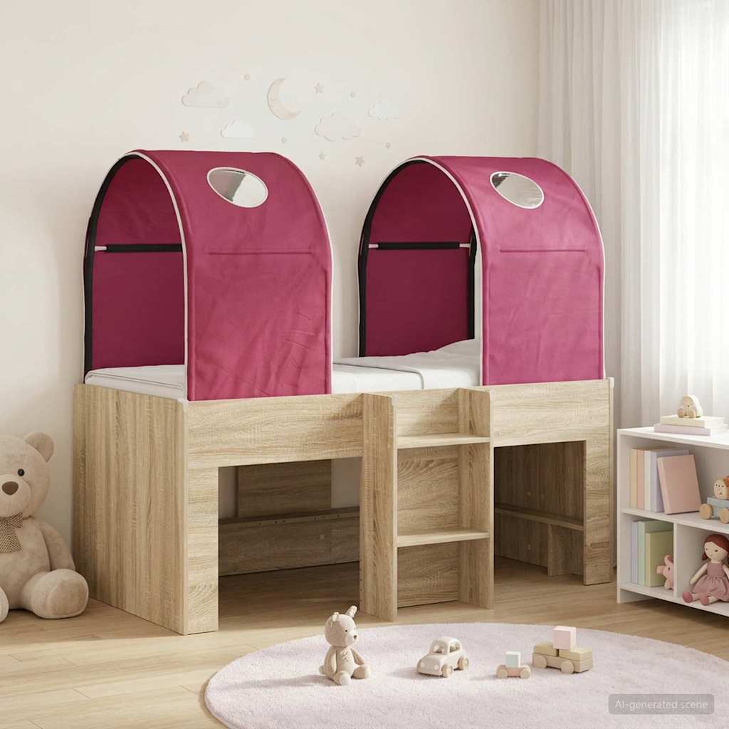 vidaXL Bed met Tunnel 4 pcs Wit en Lichtblauw Bewerkt hout