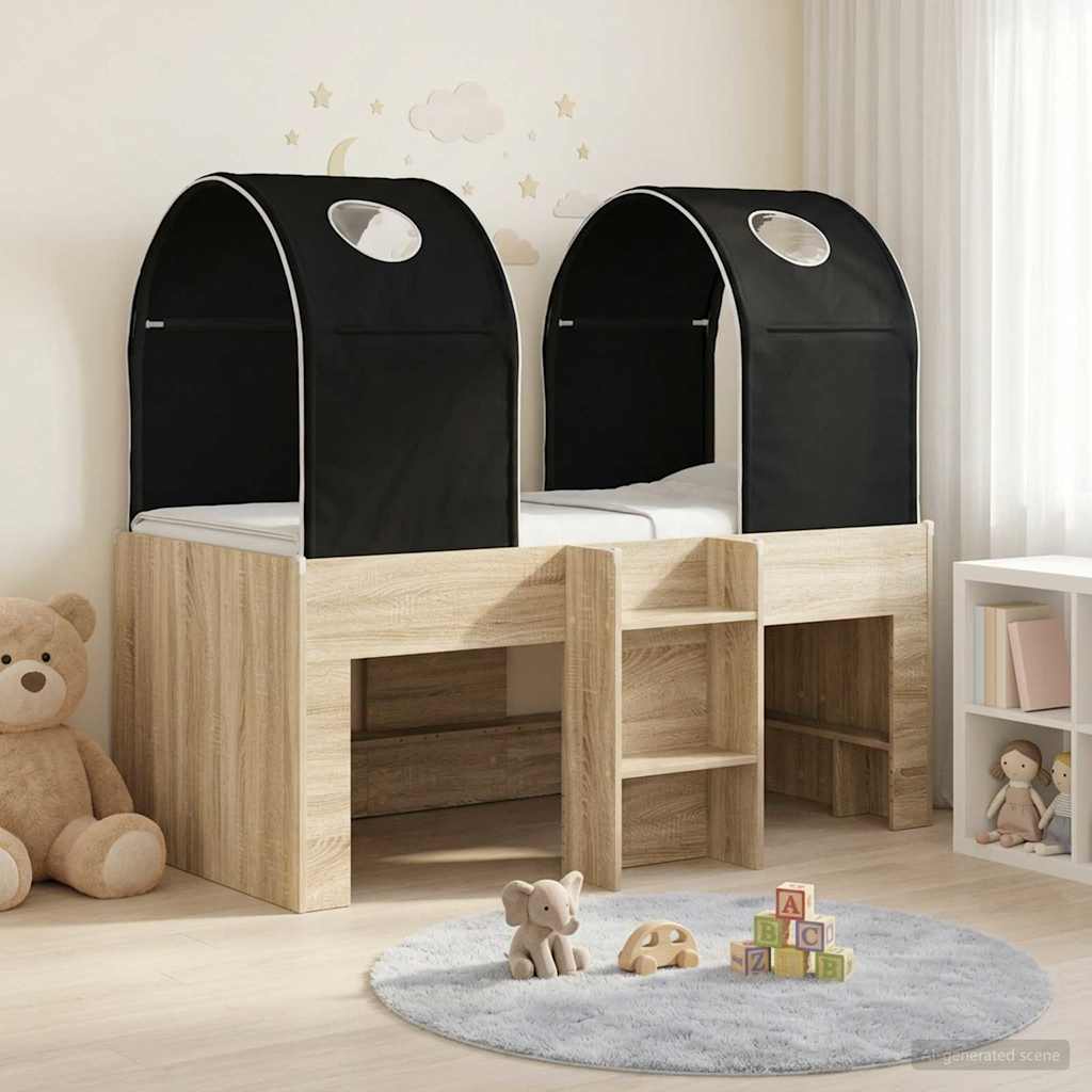 vidaXL Bed met Tunnel 4 pcs Wit en Lichtblauw Bewerkt hout