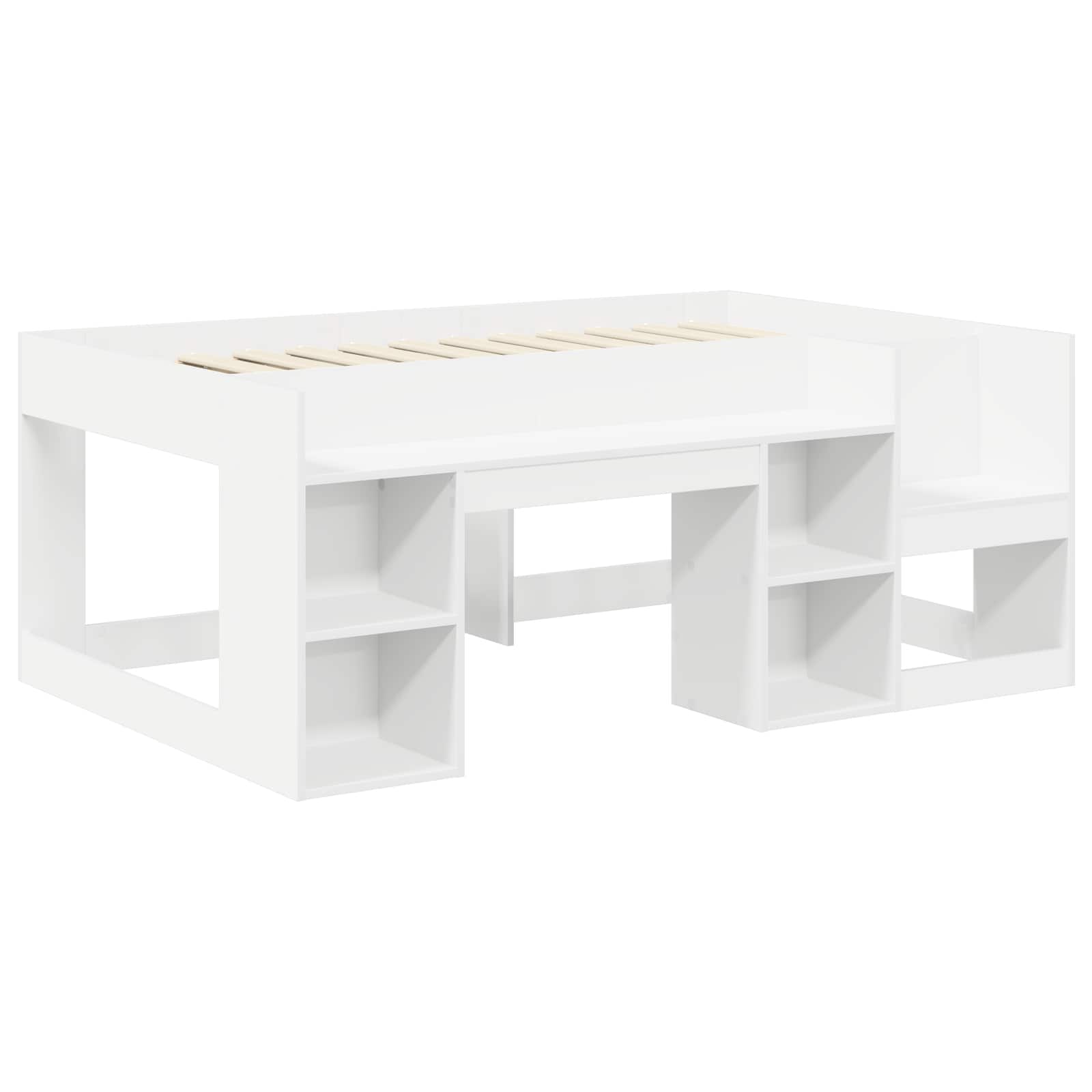 vidaXL Bed met Tunnel 4 pcs Wit en Lichtblauw Bewerkt hout