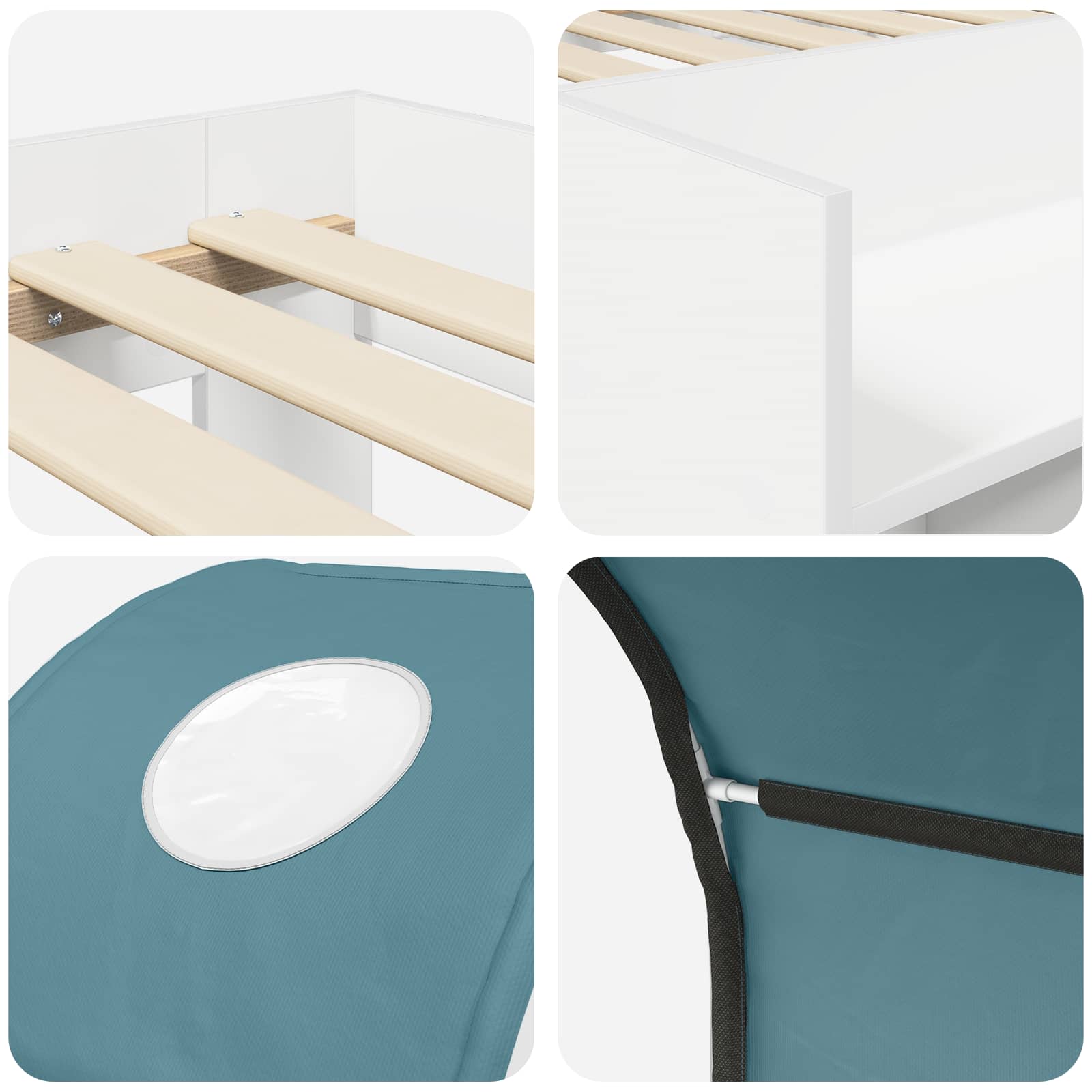 vidaXL Bed met Tunnel 4 pcs Wit en Lichtblauw Bewerkt hout
