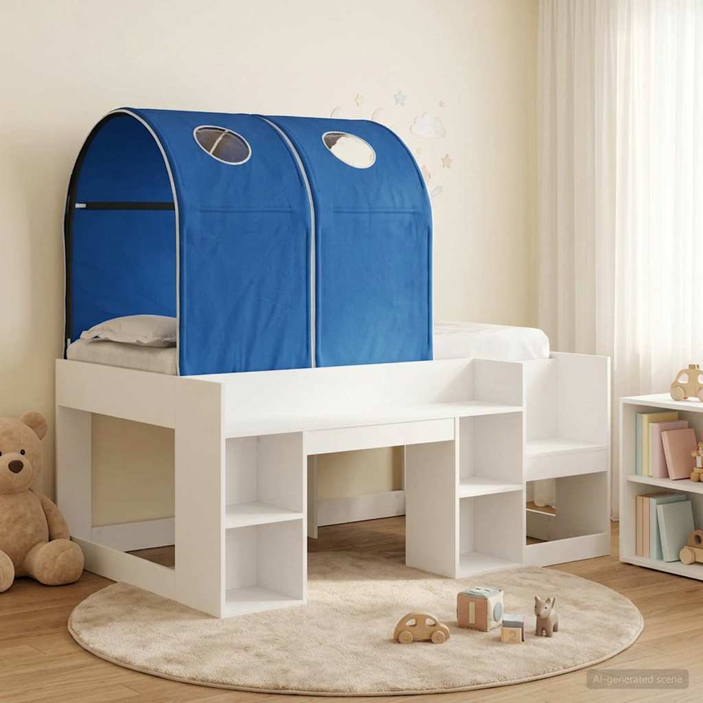 vidaXL Bed met Tunnel 4 pcs Wit en Lichtblauw Bewerkt hout