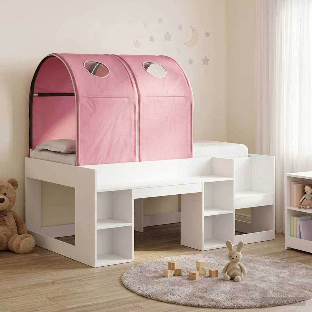 vidaXL Bed met Tunnel 4 pcs Wit en Lichtblauw Bewerkt hout