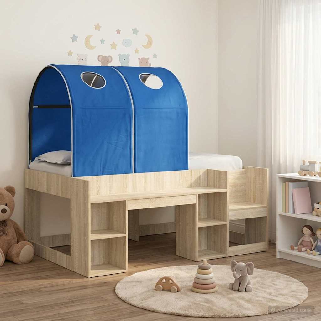 vidaXL Bed met Tunnel 4 pcs Wit en Lichtblauw Bewerkt hout