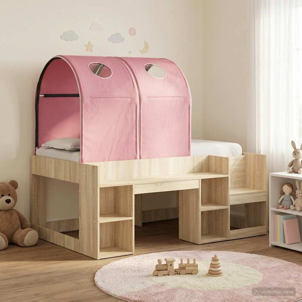 vidaXL Bed met Tunnel 4 pcs Wit en Lichtblauw Bewerkt hout