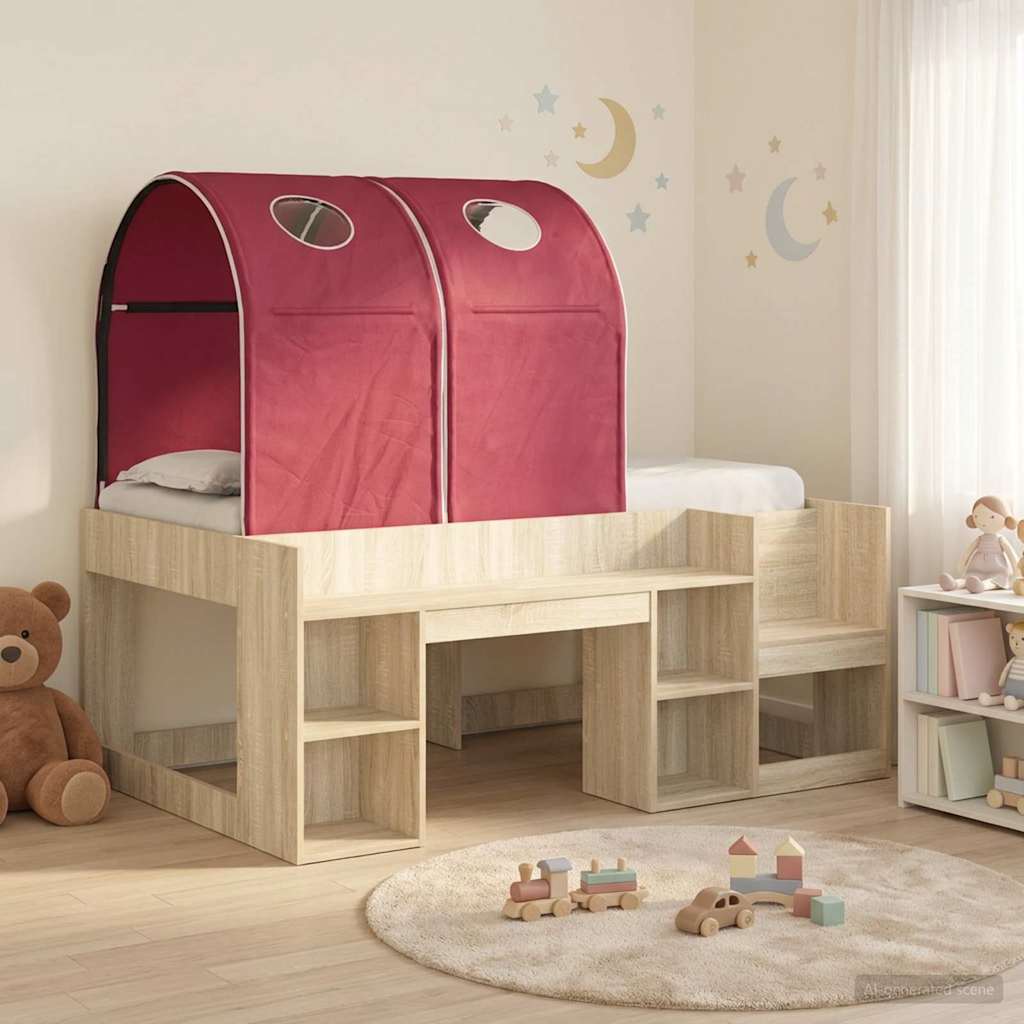 vidaXL Bed met Tunnel 4 pcs Wit en Lichtblauw Bewerkt hout