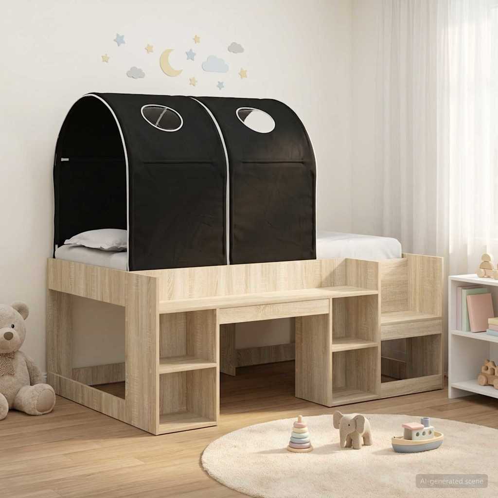 vidaXL Bed met Tunnel 4 pcs Wit en Lichtblauw Bewerkt hout