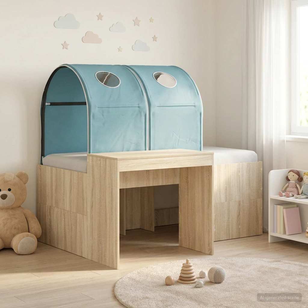 vidaXL Bed met Tunnel 4 pcs Artisian Eik en Lichtblauw Bewerkt hout