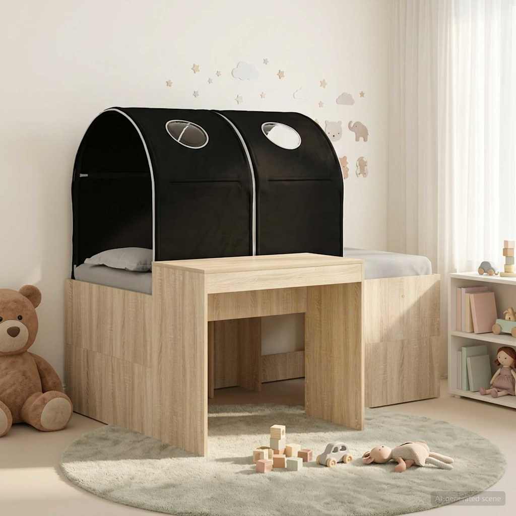 vidaXL Bed met Tunnel 4 pcs Artisian Eik en Lichtblauw Bewerkt hout