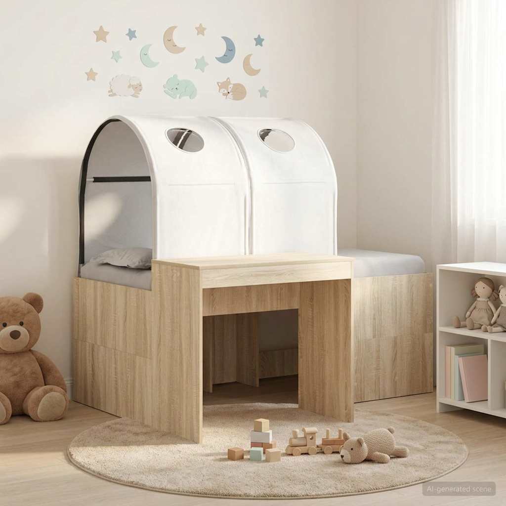 vidaXL Bed met Tunnel 4 pcs Artisian Eik en Lichtblauw Bewerkt hout