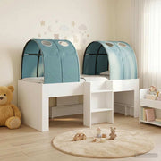 vidaXL Bed met Tunnel 4 pcs Wit en Lichtblauw Bewerkt hout