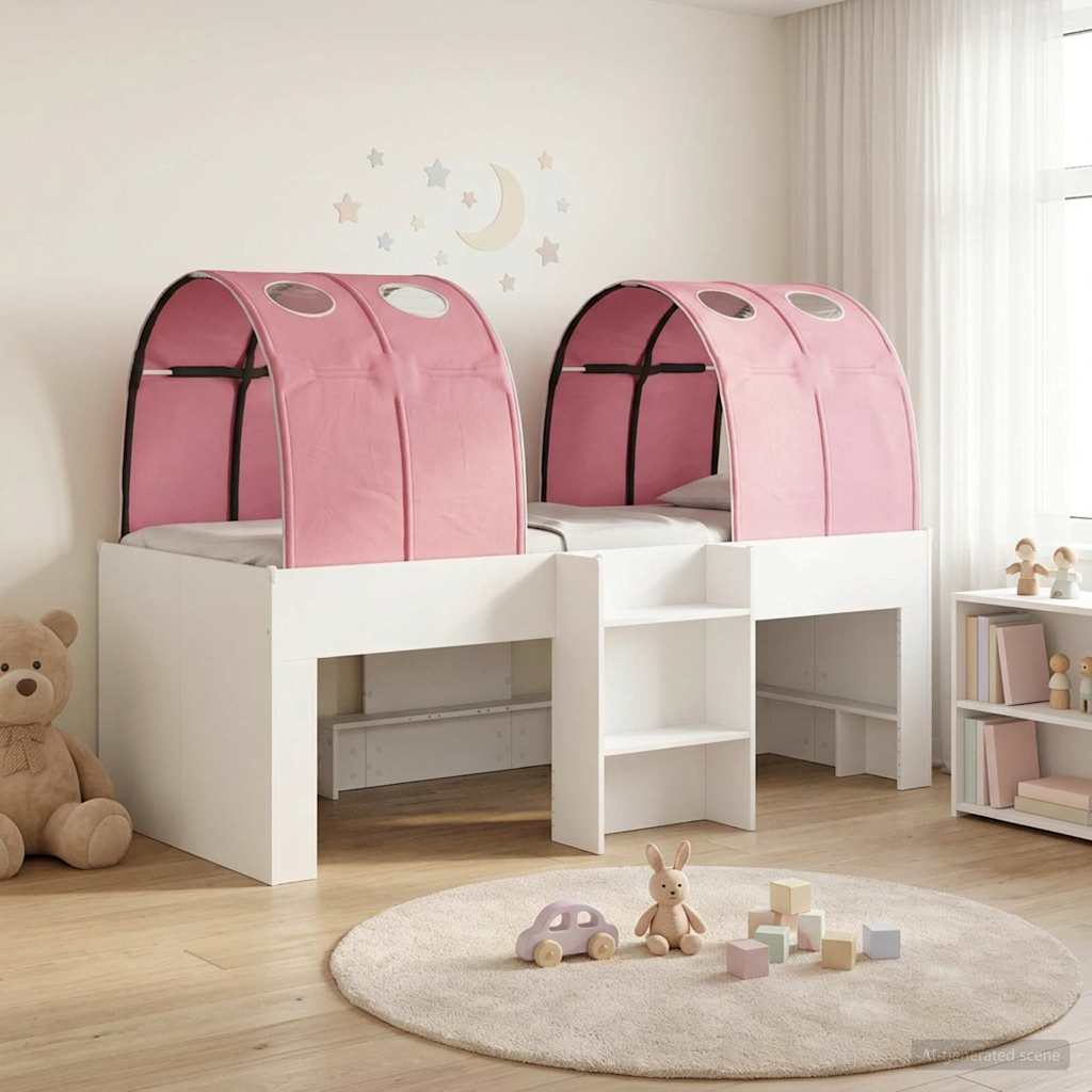 vidaXL Bed met Tunnel 4 pcs Wit en Lichtblauw Bewerkt hout