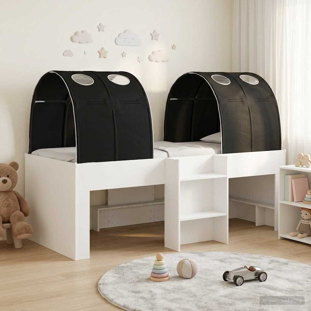 vidaXL Bed met Tunnel 4 pcs Wit en Lichtblauw Bewerkt hout