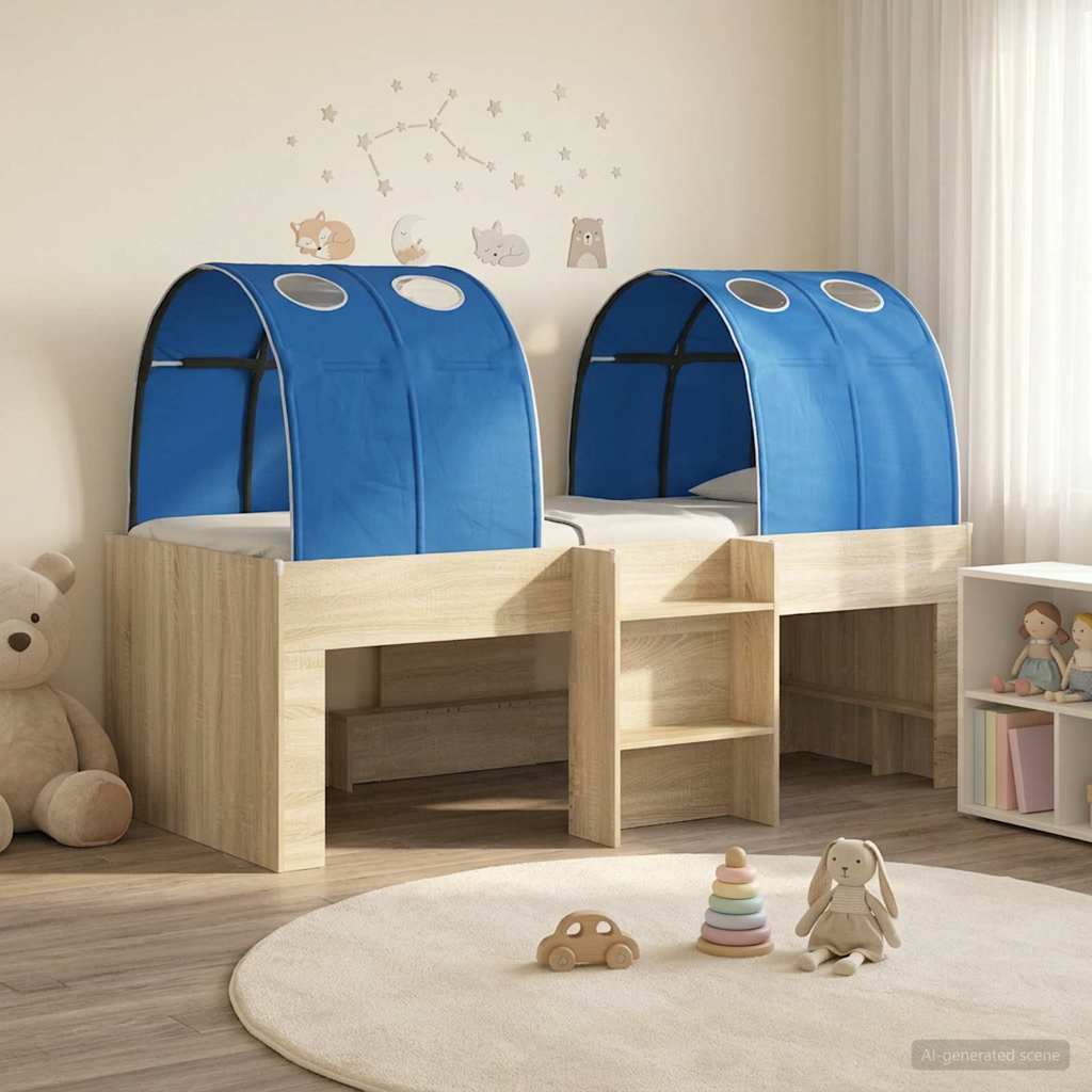vidaXL Bed met Tunnel 4 pcs Wit en Lichtblauw Bewerkt hout