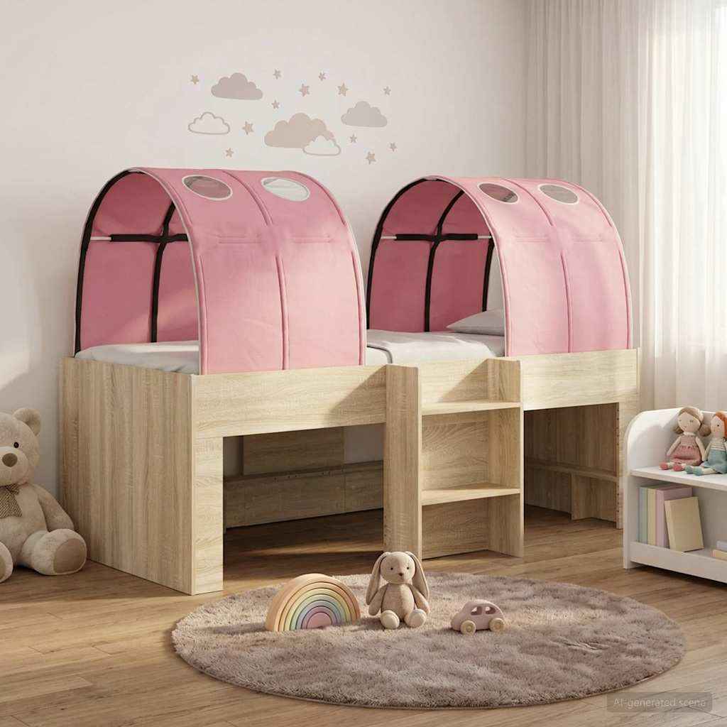 vidaXL Bed met Tunnel 4 pcs Wit en Lichtblauw Bewerkt hout
