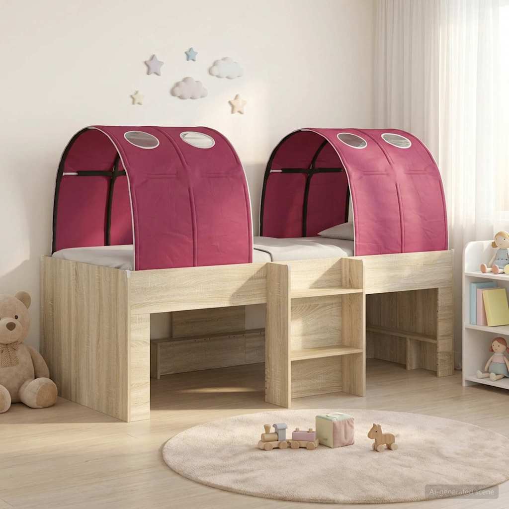 vidaXL Bed met Tunnel 4 pcs Wit en Lichtblauw Bewerkt hout