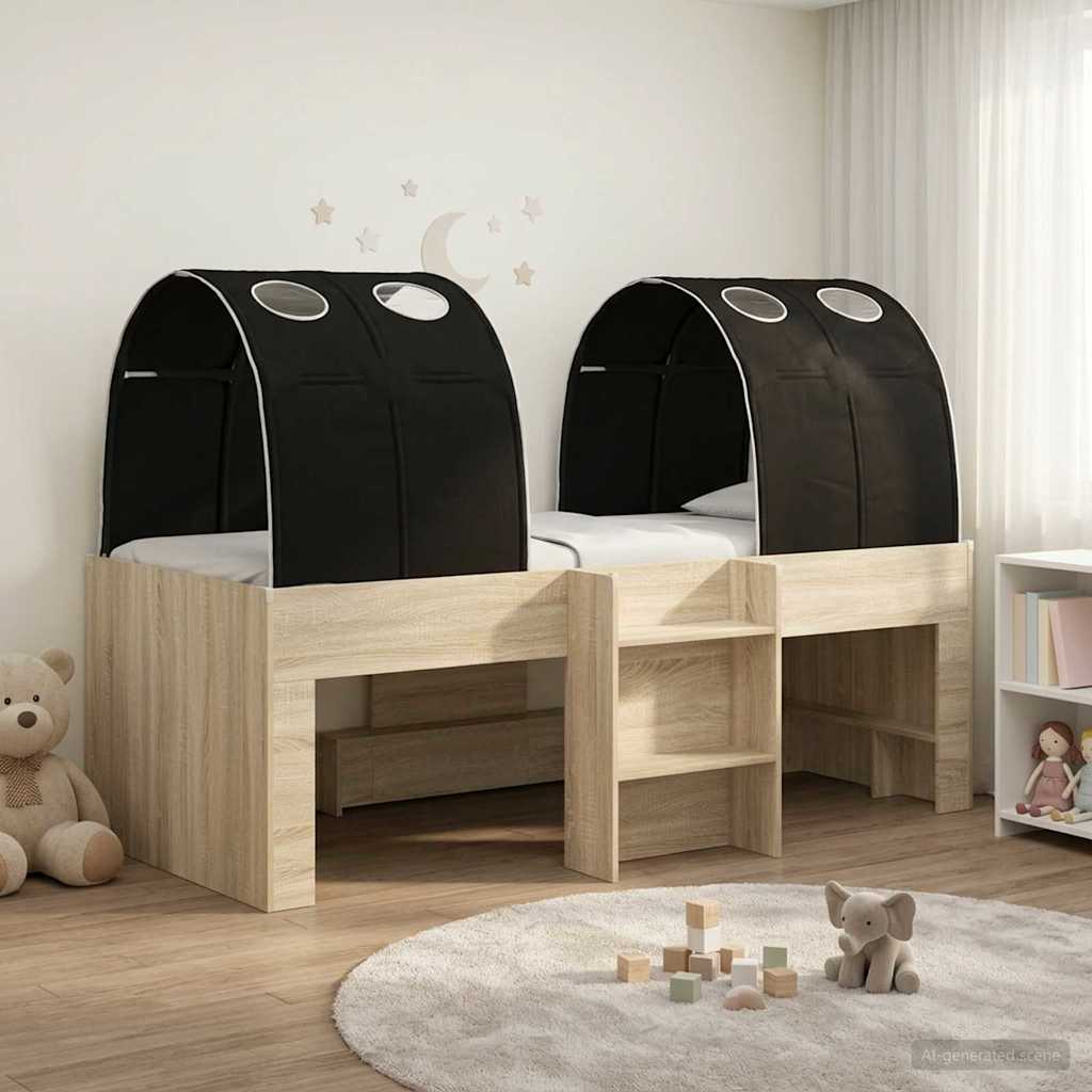 vidaXL Bed met Tunnel 4 pcs Wit en Lichtblauw Bewerkt hout