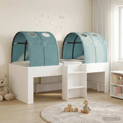 vidaXL Hoge Bed Frame voor Kids met Tunnel Wit en Lichtblauw