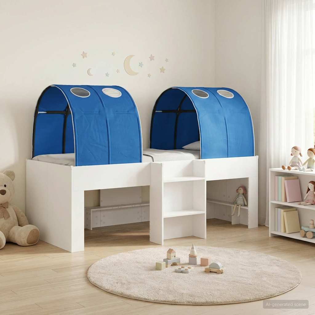 vidaXL Hoge Bed Frame voor Kids met Tunnel Wit en Lichtblauw