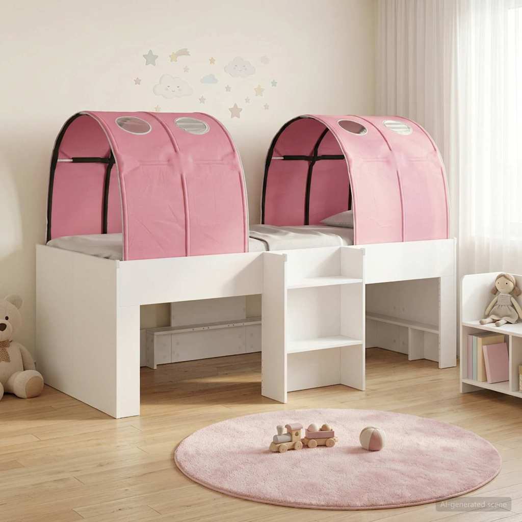 vidaXL Hoge Bed Frame voor Kids met Tunnel Wit en Lichtblauw