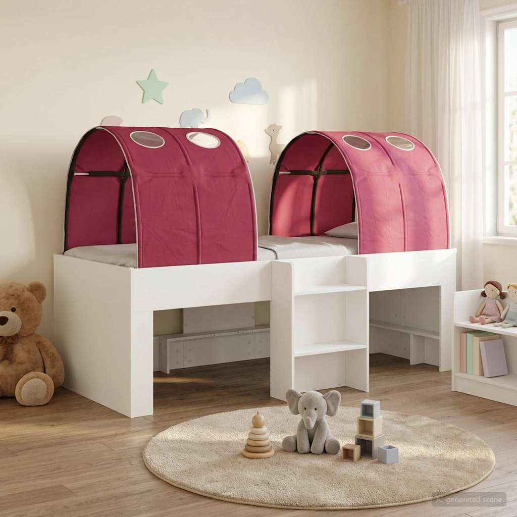 vidaXL Hoge Bed Frame voor Kids met Tunnel Wit en Lichtblauw
