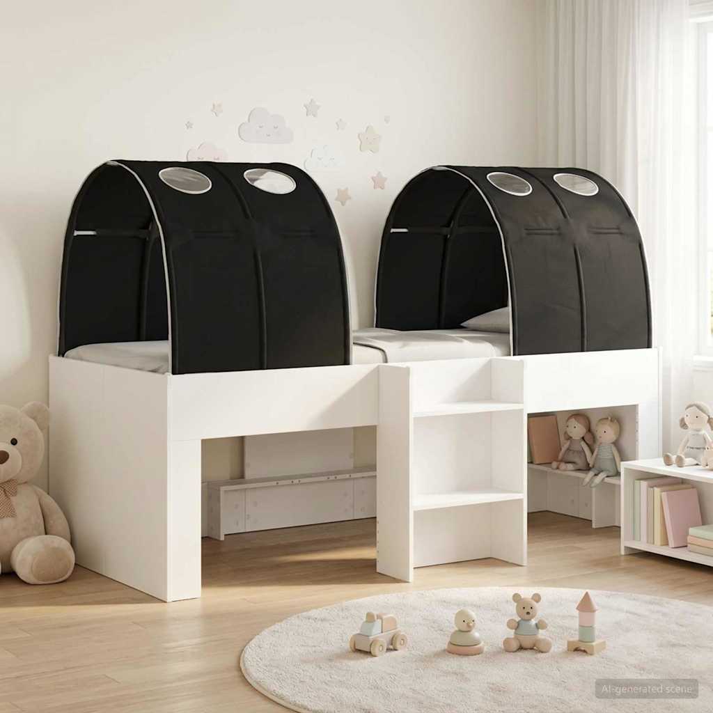 vidaXL Hoge Bed Frame voor Kids met Tunnel Wit en Lichtblauw