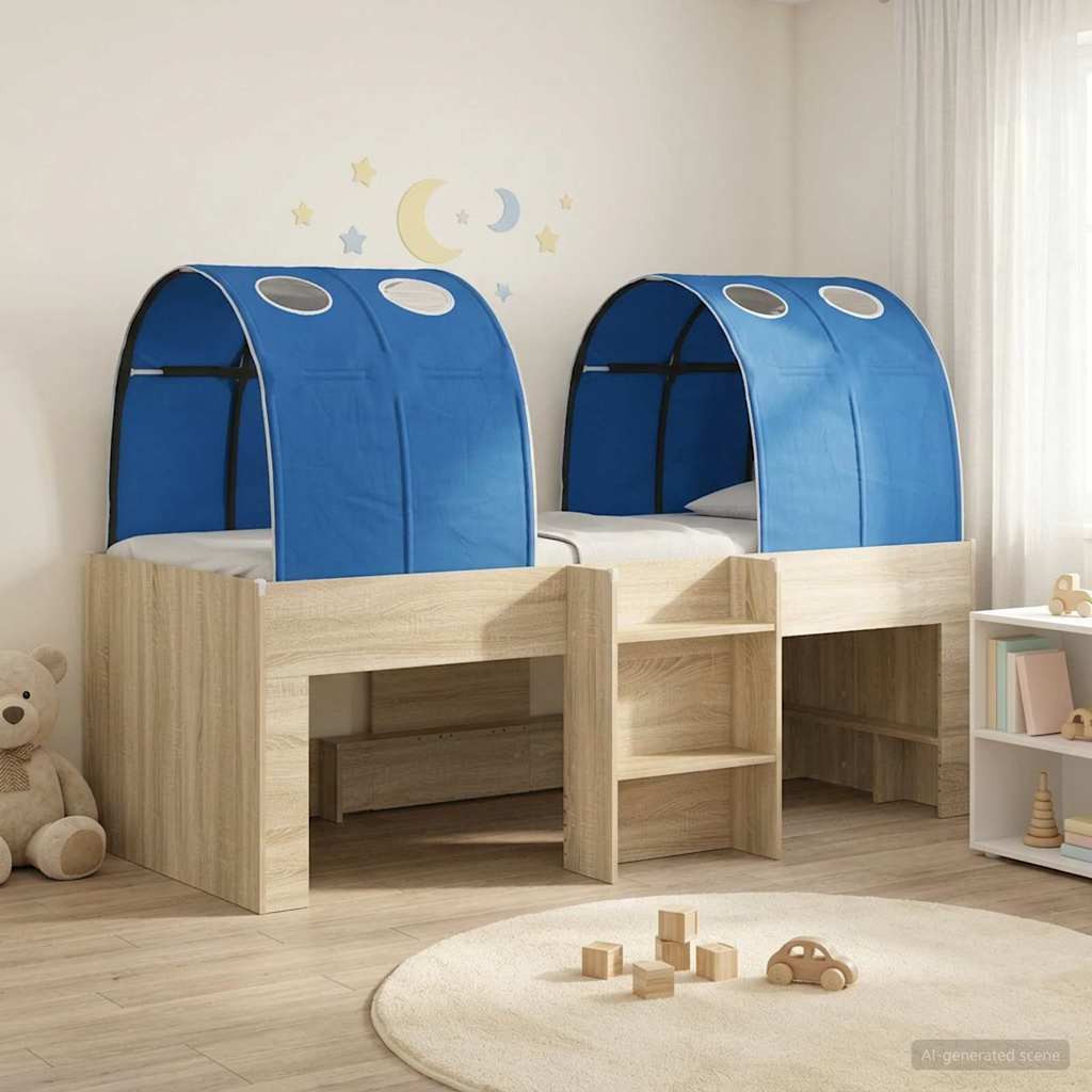 vidaXL Hoge Bed Frame voor Kids met Tunnel Wit en Lichtblauw