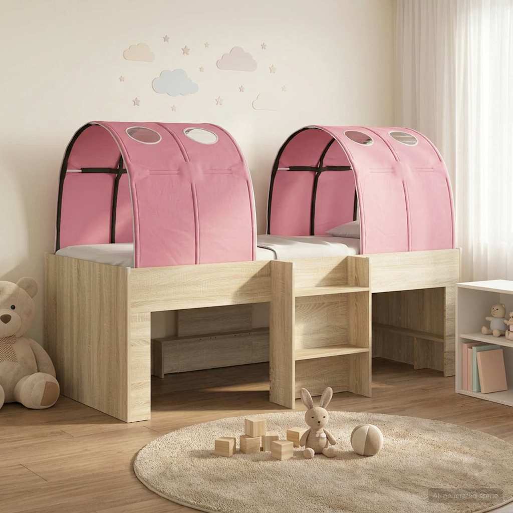 vidaXL Hoge Bed Frame voor Kids met Tunnel Wit en Lichtblauw
