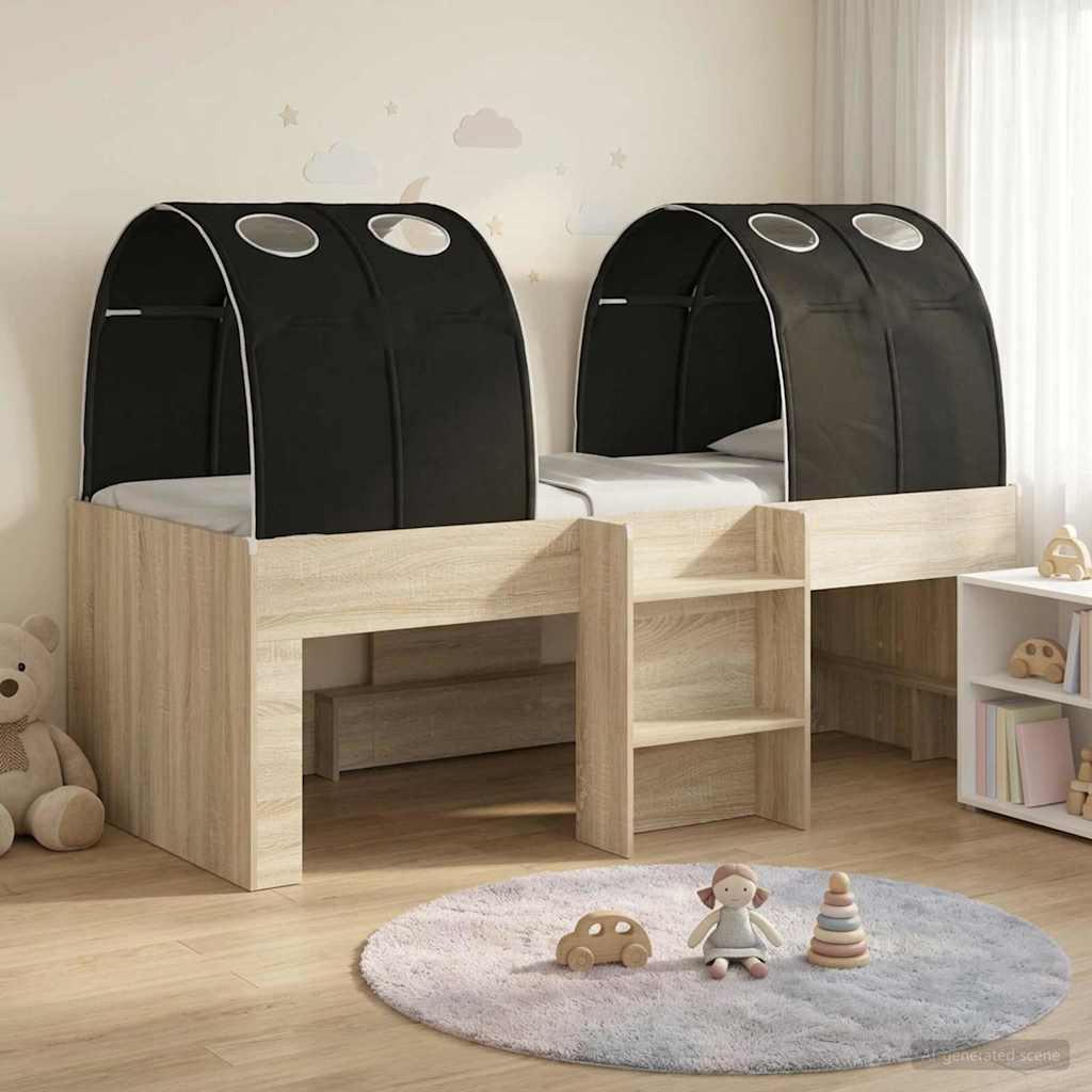vidaXL Hoge Bed Frame voor Kids met Tunnel Wit en Lichtblauw